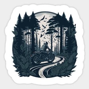 Cafe Racer Ride In Woods Sticker